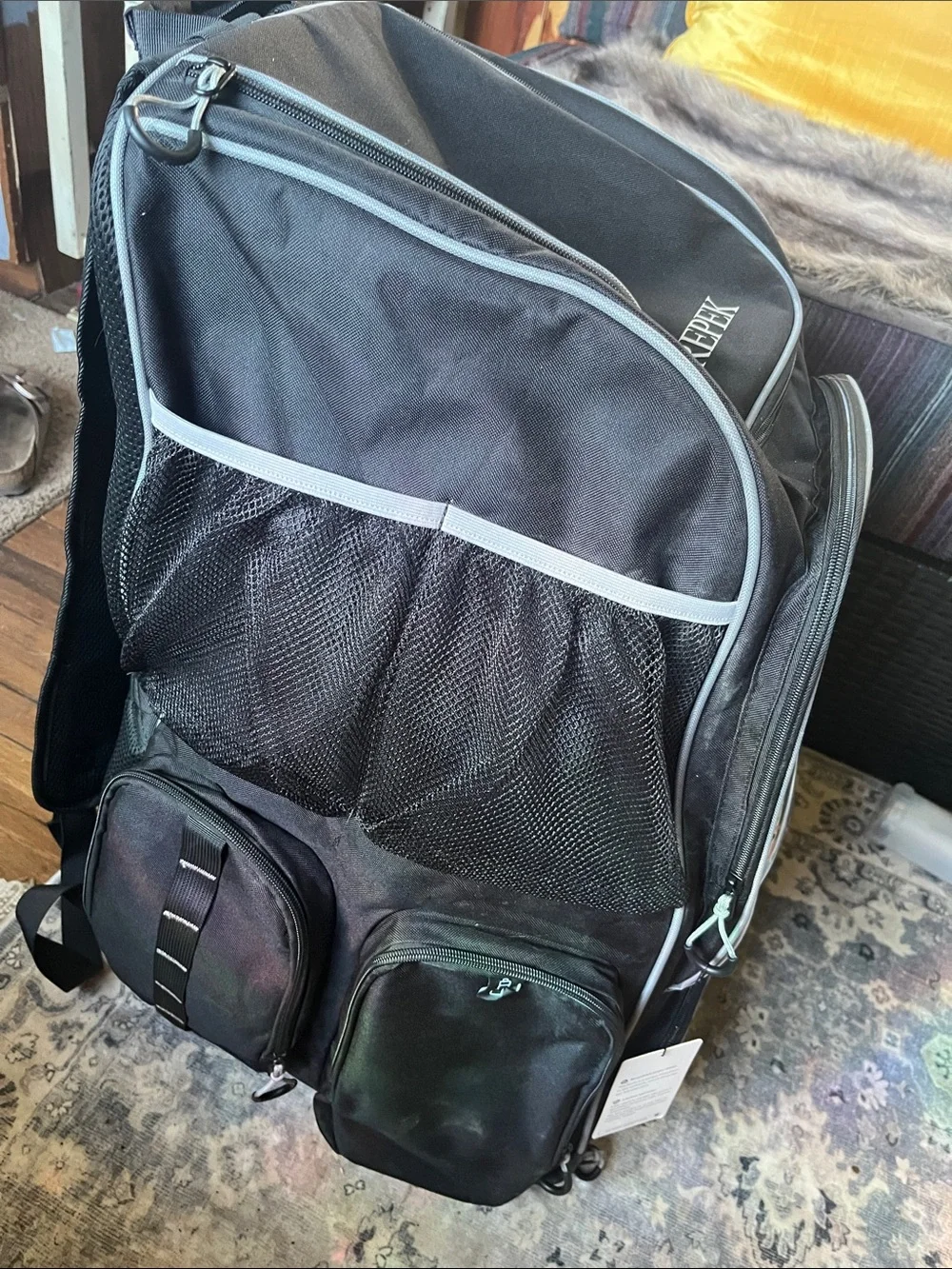 Black Men's Travel Backpack with Clear Front Pocket